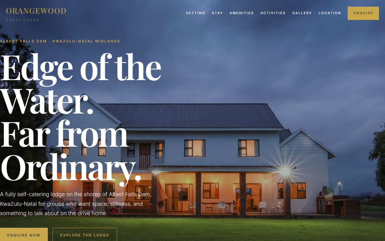 Orangewood Guest Lodge website preview